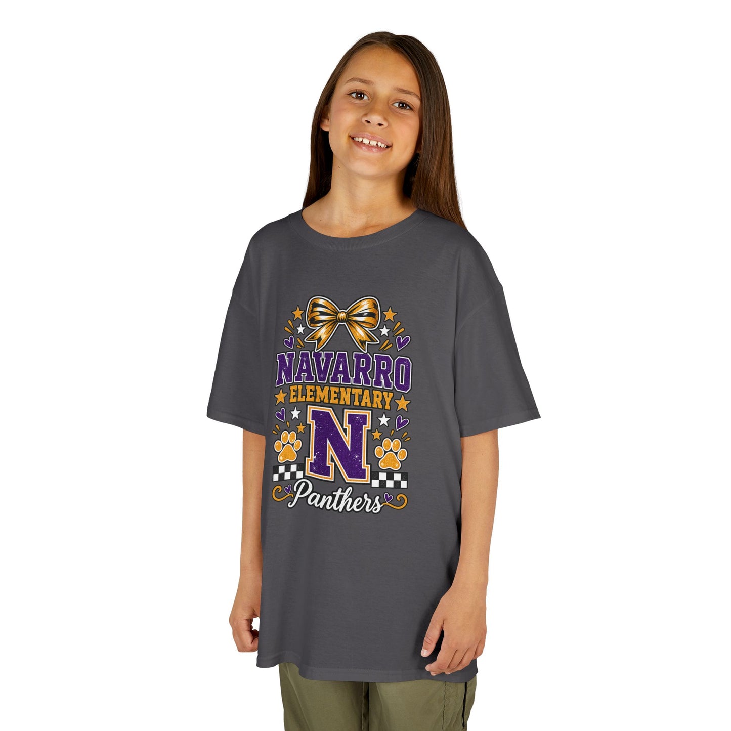 Kids Navarro Elementary Panthers T‑Shirt — Purple & Gold School Spirit Tee