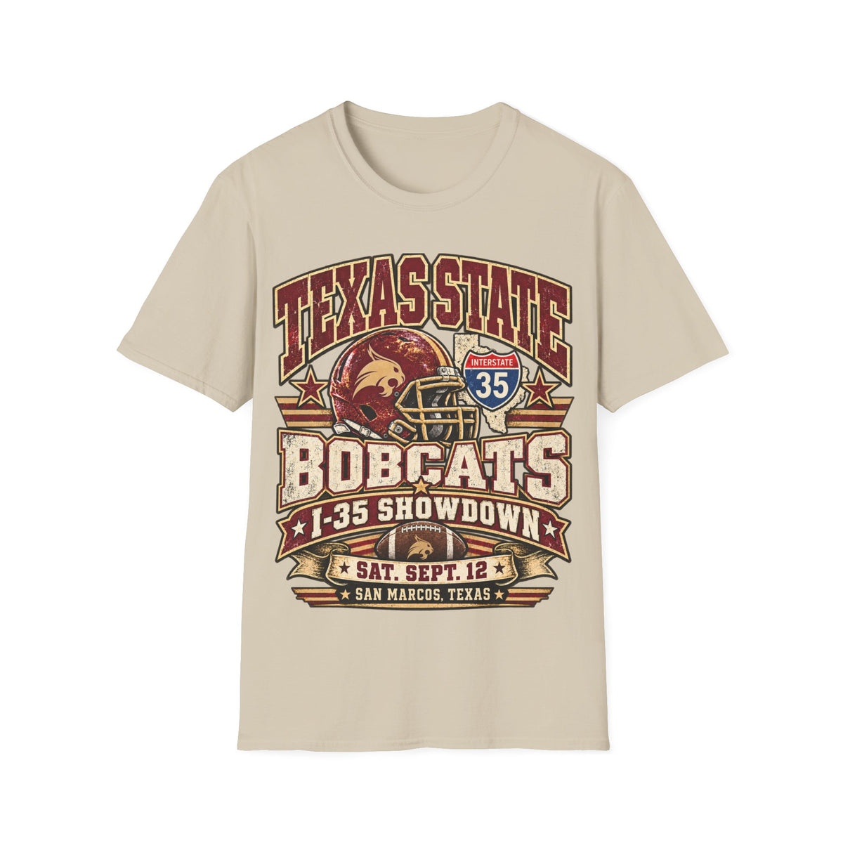 Texas State Bobcats Football T‑Shirt – I‑35 Showdown Game Day Tee