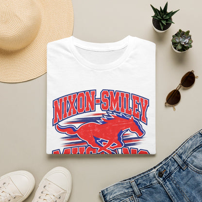 Mustang Mom T‑Shirt — Nixon‑Smiley School Spirit Tee (Customizable Student Name)