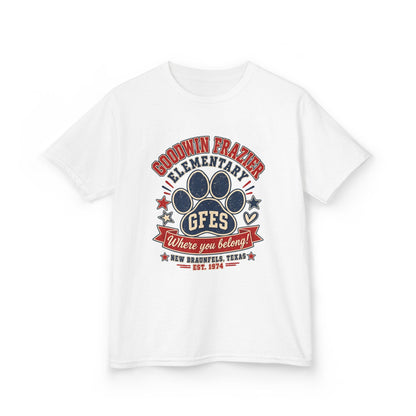Kids Tee — Goodwin Frazier Elementary GFES Paw Print School Spirit Shirt