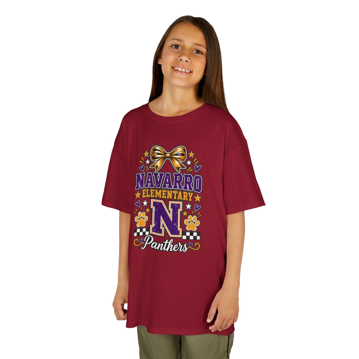Kids Navarro Elementary Panthers T‑Shirt — Purple & Gold School Spirit Tee