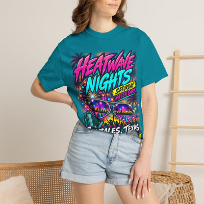 Heatwave Nights T-Shirt — Gonzales, Texas Retro Neon Party Tee
