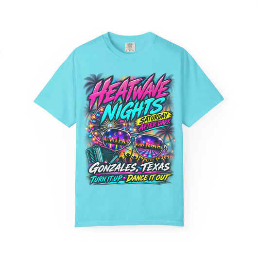 Heatwave Nights T-Shirt — Gonzales, Texas Retro Neon Party Tee