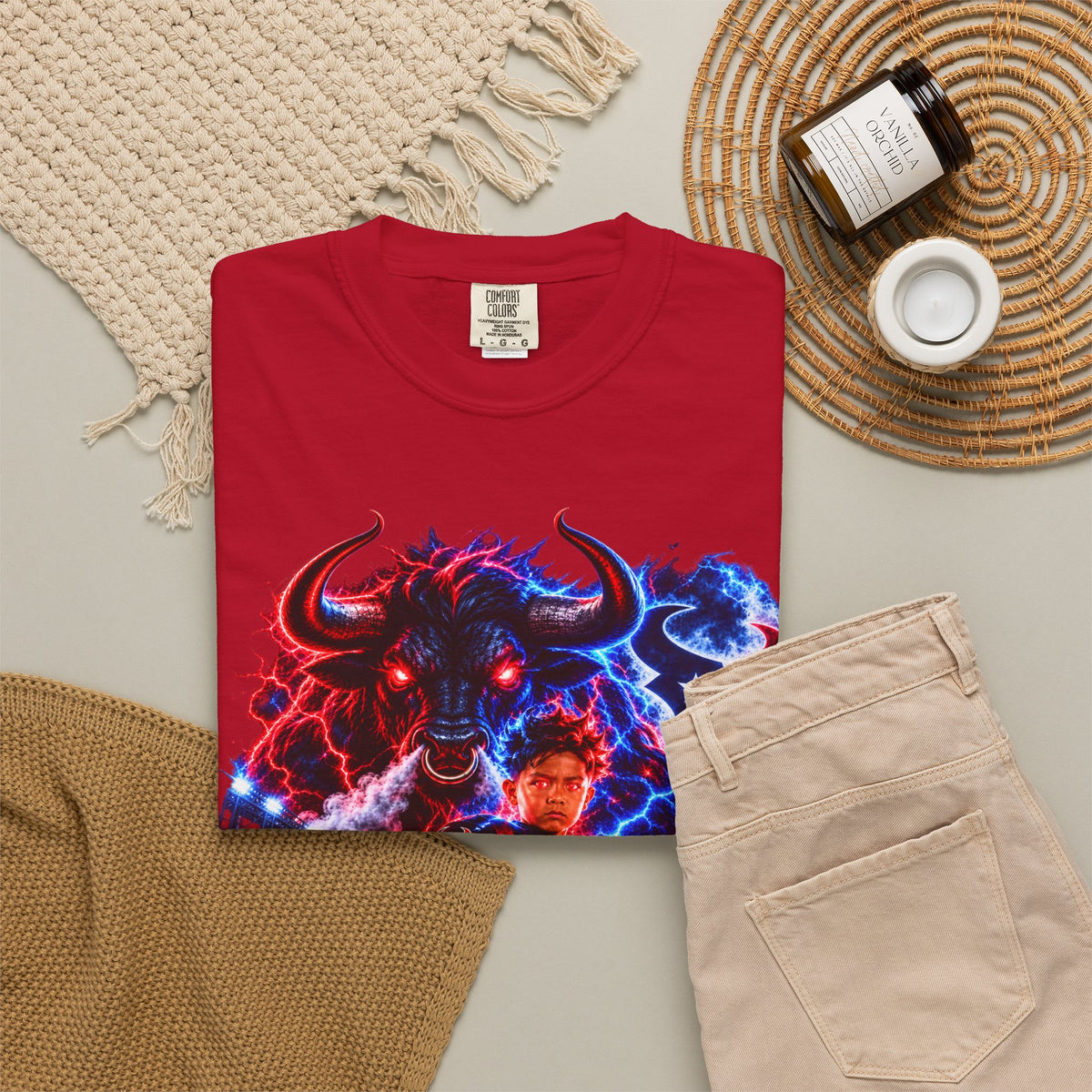 Houston Texans Bull Graphic T-Shirt — Neon Player & Team Logo Football Tee