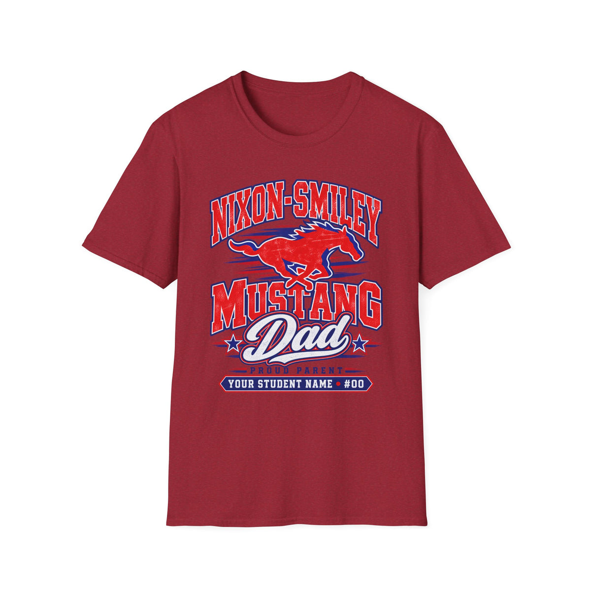 Mustang Dad T‑Shirt — Nixon‑Smiley High School Spirit Tee