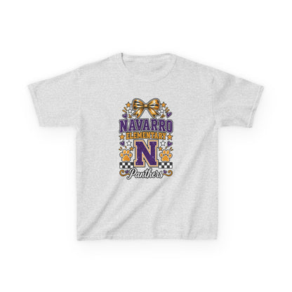 Kids Navarro Elementary Panthers T‑Shirt — Purple & Gold School Spirit Tee