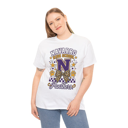 Navarro Panthers High School Tee — 'N' Leopard Ribbon Paw Print Design