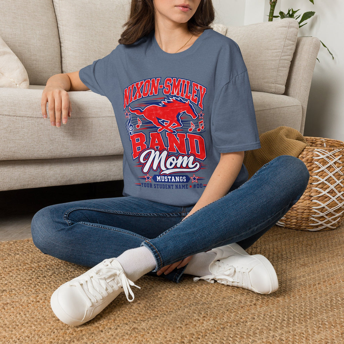 Mustangs Band Mom T-Shirt — Nixon-Smiley Band Support Tee
