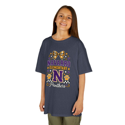 Kids Navarro Elementary Panthers T‑Shirt — Purple & Gold School Spirit Tee