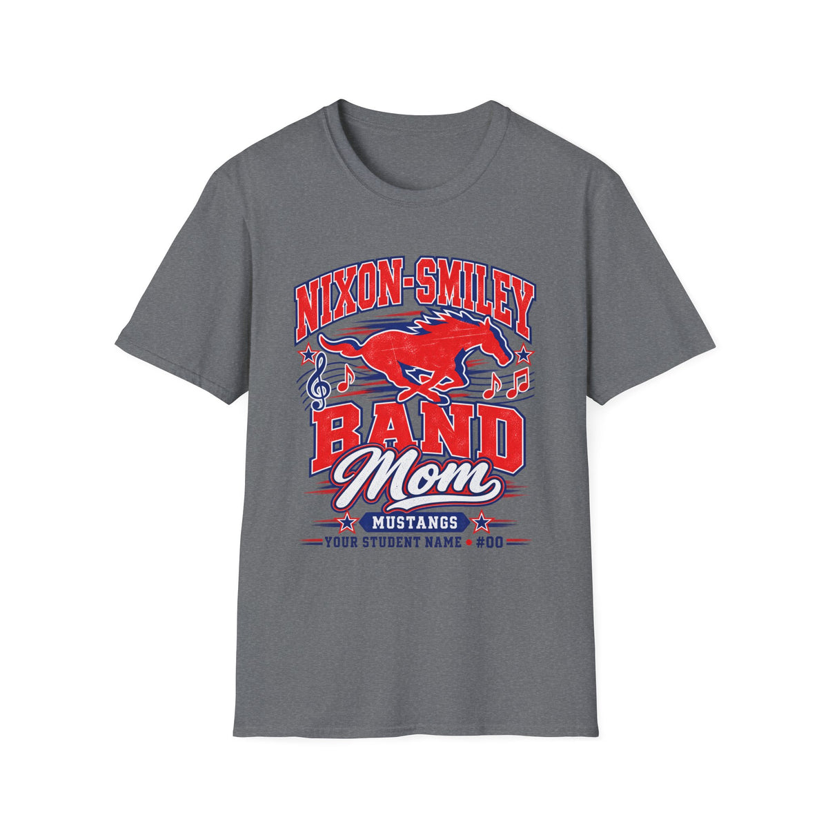Mustangs Band Mom T-Shirt — Nixon-Smiley Band Support Tee