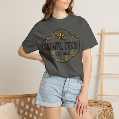 Seguin, Texas Vintage Badge T-Shirt — Est. 1838 Cotton Tee