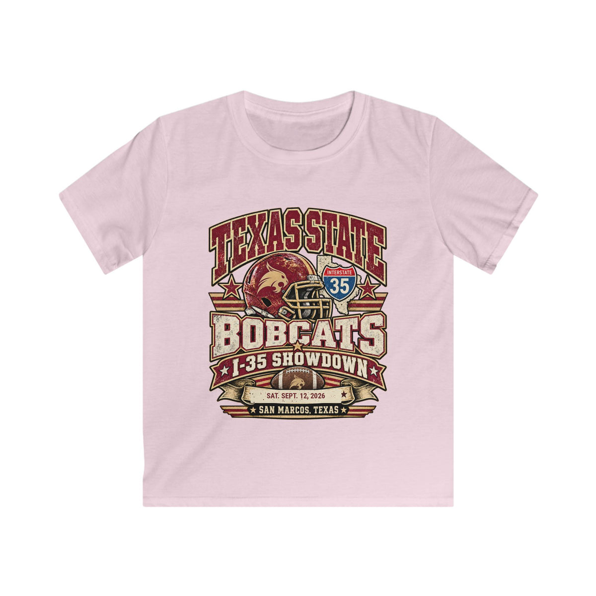 Texas State Bobcats Kids T‑Shirt — I-35 Showdown Football Tee (San Marcos, TX)