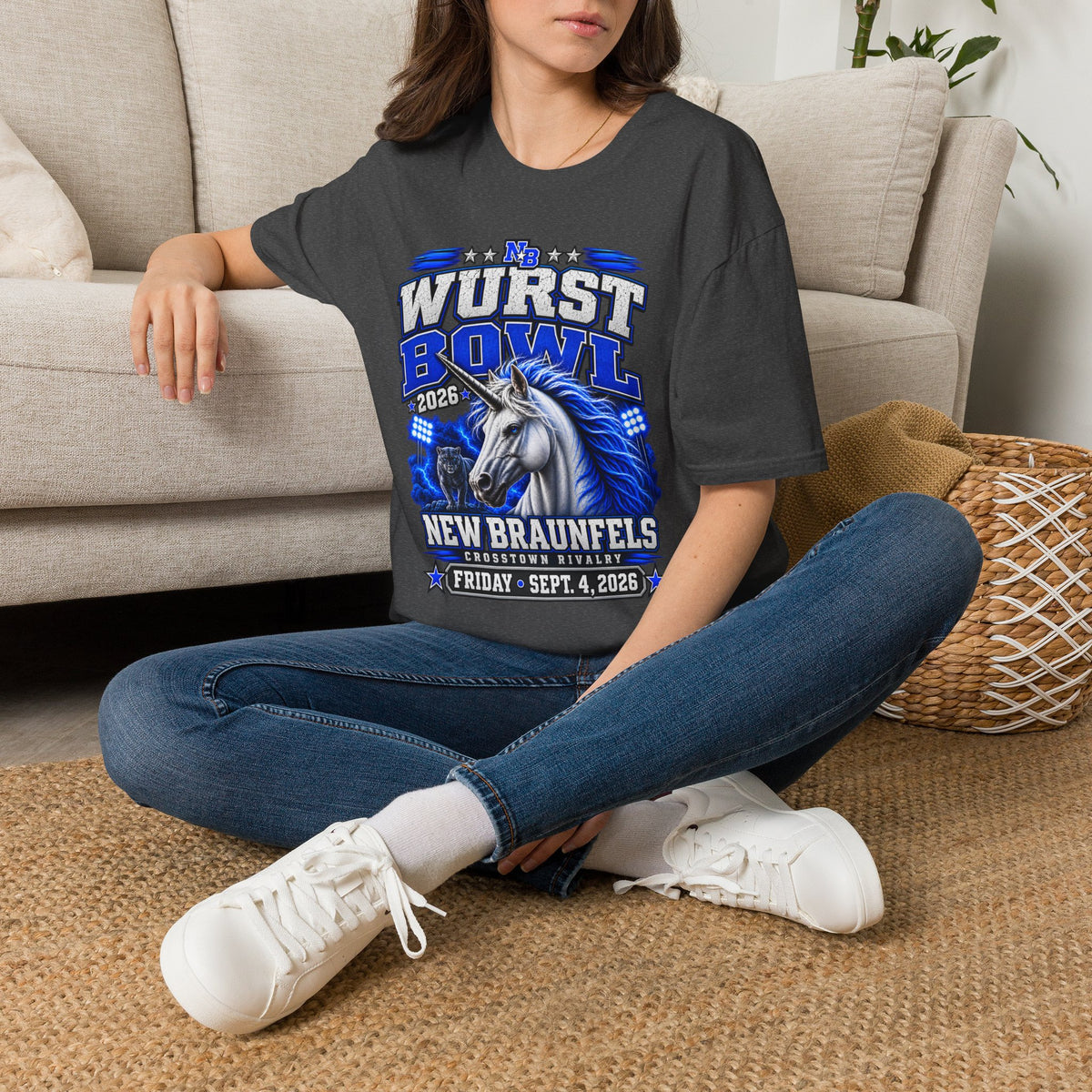 Wurst Bowl T-Shirt — New Braunfels 2026 Unicorn Football Event Tee