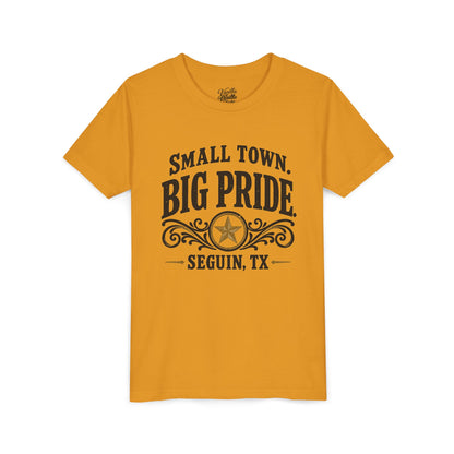 Youth Tee — "Small Town. Big Pride. Seguin, TX" Vintage Star