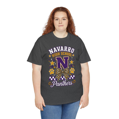 Navarro Panthers High School Tee — 'N' Leopard Ribbon Paw Print Design