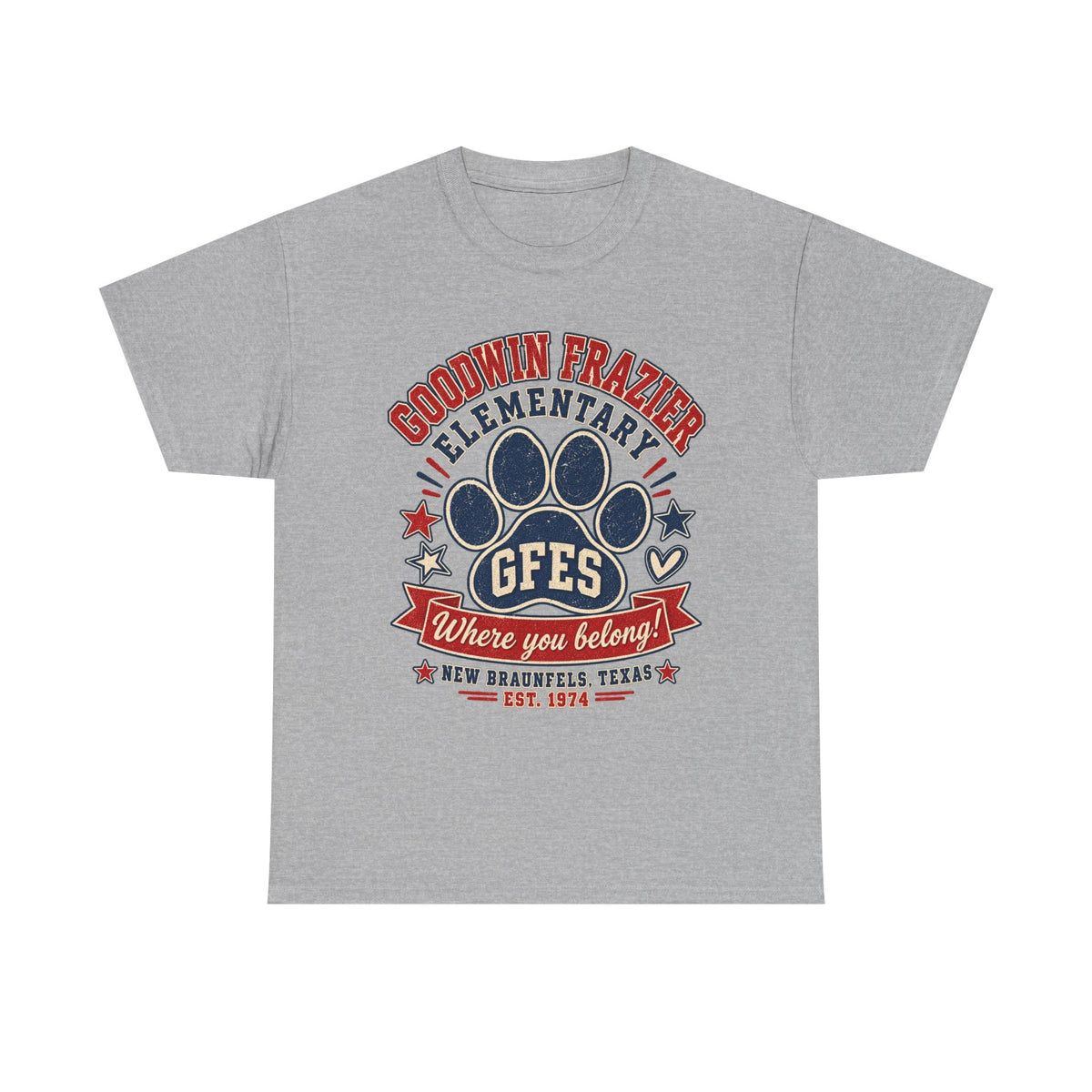 Goodwin Frazier Elementary GFES Paw Print T-Shirt — Where You Belong School Spirit Tee