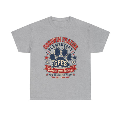 Goodwin Frazier Elementary GFES Paw Print T-Shirt — Where You Belong School Spirit Tee