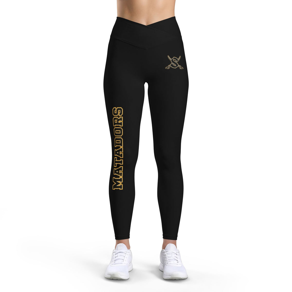 Matadors Black Luxe Leggings — V‑Waist Athletic Yoga Leggings with Side Logo