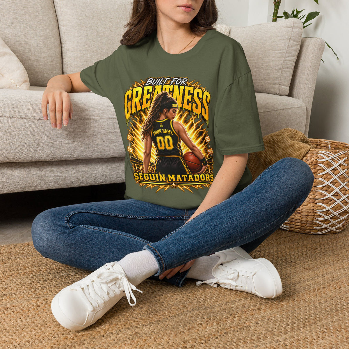 Custom Seguin Matador Girls Basketball Player Tee | Personalized Name & Jersey Number