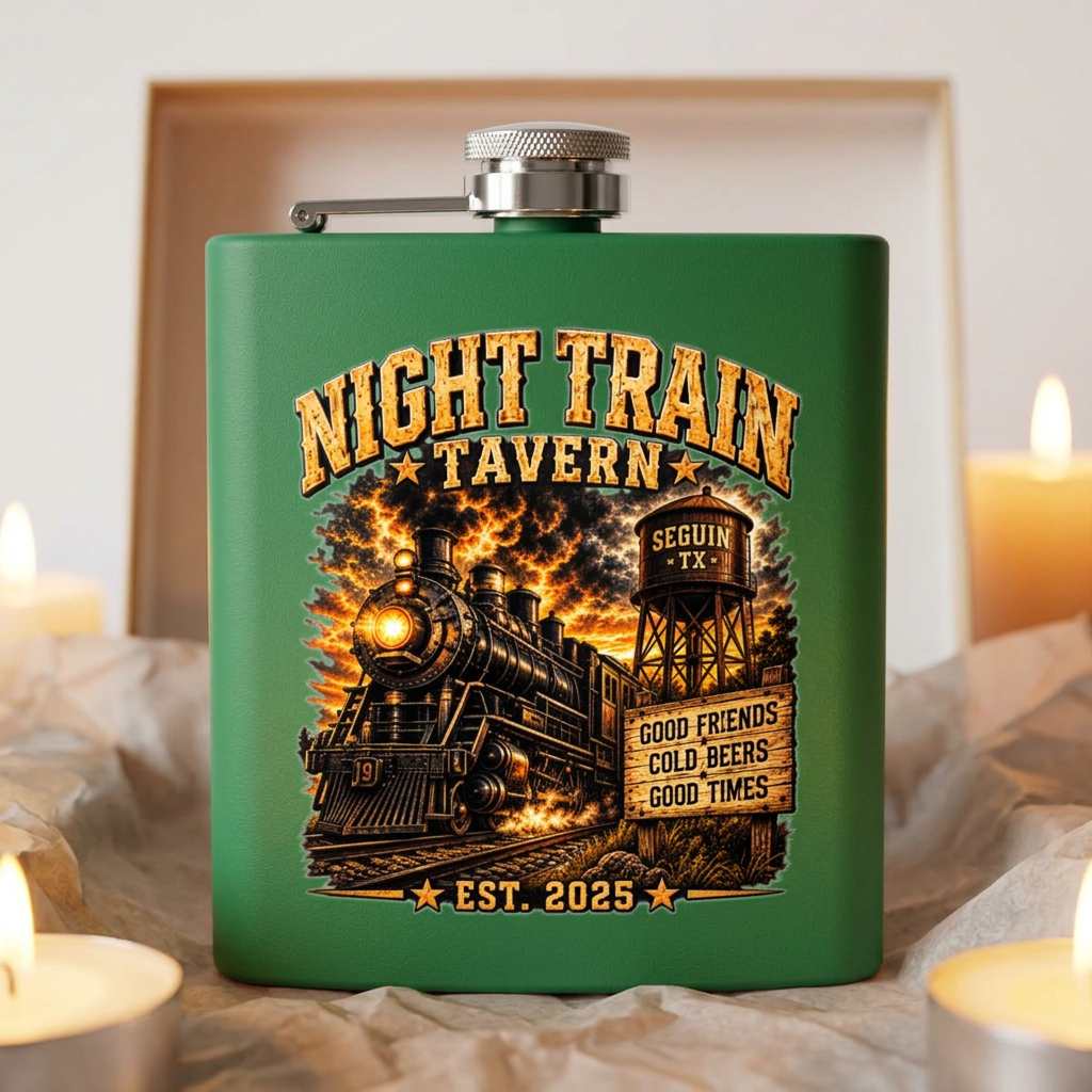 Night Train Stainless Steel Flask, 6oz