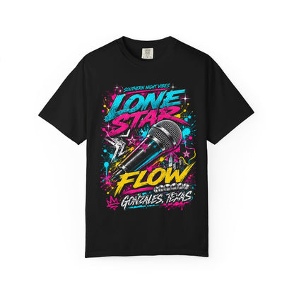 Lone Star Flow Microphone T-Shirt — Gonzales, Texas Retro Rap Tee