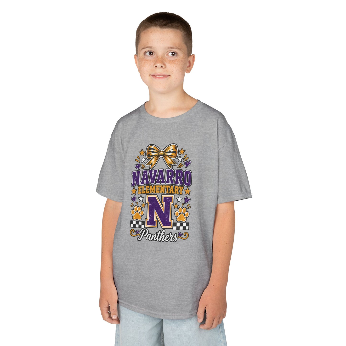 Kids Navarro Elementary Panthers T‑Shirt — Purple & Gold School Spirit Tee