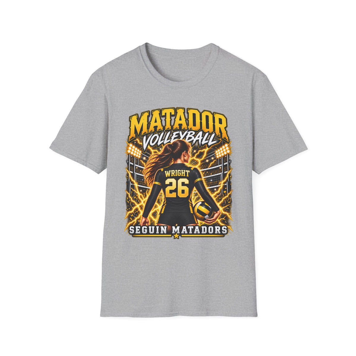 Custom Seguin Matador Volleyball Player Tee | Personalized Name & Jersey Number