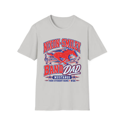 Nixon-Smiley Mustangs Band T-Shirt — Vintage Red Mustang Music Design