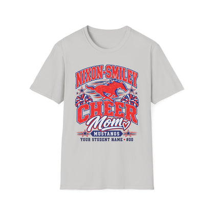 Nixon-Smiley Mustangs Cheer Mom T-Shirt — Personalized School Spirit Tee