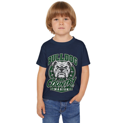 Bulldog Country Toddler T-Shirt — Marion Bulldogs Personalized Number (e.g., Jordan 74)