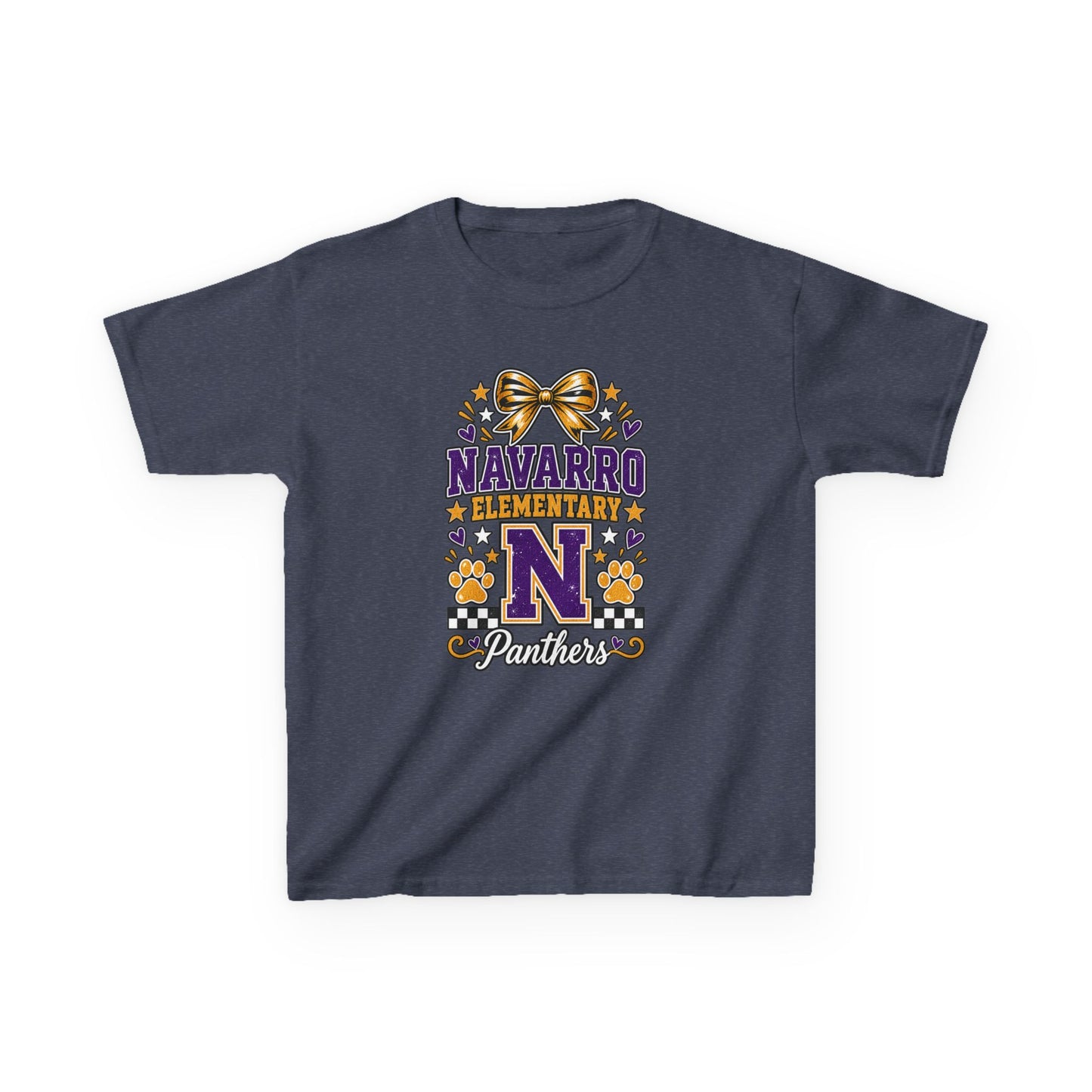 Kids Navarro Elementary Panthers T‑Shirt — Purple & Gold School Spirit Tee