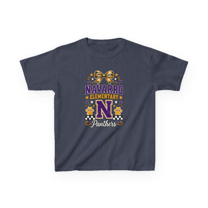 Kids Navarro Elementary Panthers T‑Shirt — Purple & Gold School Spirit Tee