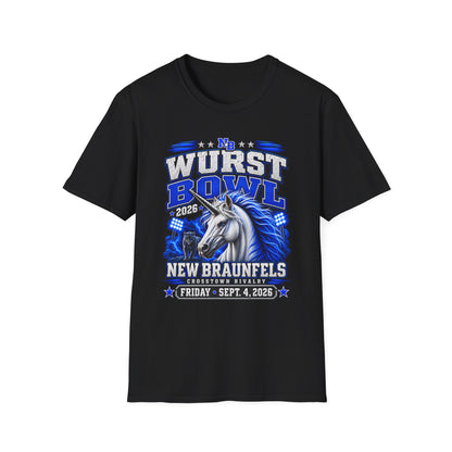 Wurst Bowl T-Shirt — New Braunfels 2026 Unicorn Football Event Tee