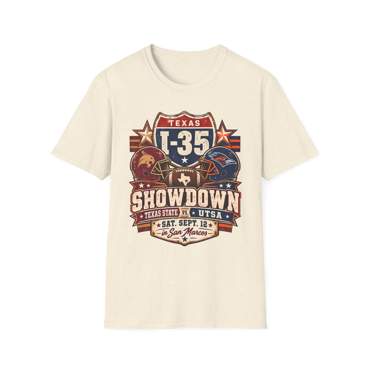 I-35 Texas Showdown Football T-Shirt – Texas State vs UTSA Game Day Tee