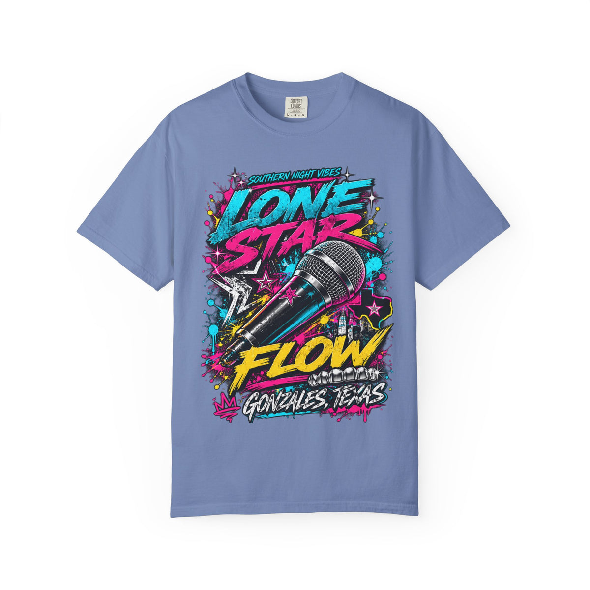 Lone Star Flow Microphone T-Shirt — Gonzales, Texas Retro Rap Tee