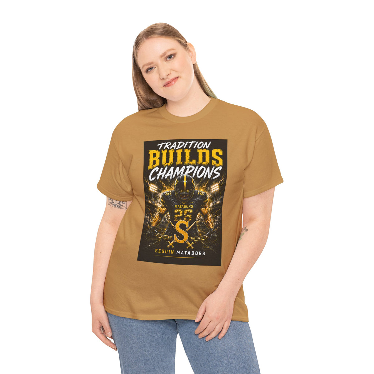 Tradition Builds Champions Football T‑Shirt — Senior Matadors Team Tee