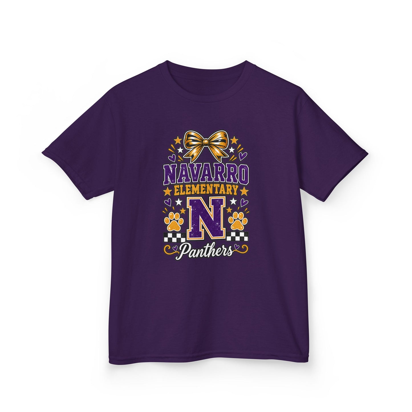 Kids Navarro Elementary Panthers T‑Shirt — Purple & Gold School Spirit Tee