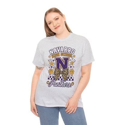 Navarro Panthers High School Tee — 'N' Leopard Ribbon Paw Print Design