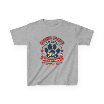 Kids Tee — Goodwin Frazier Elementary GFES Paw Print School Spirit Shirt