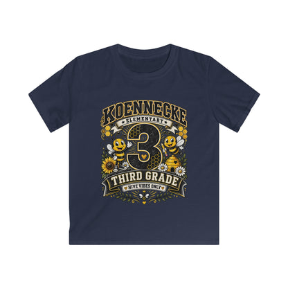 Third Grade Kids Tee - Koennecke Elementary 3rd Grade Sunflower Bee School Shirt