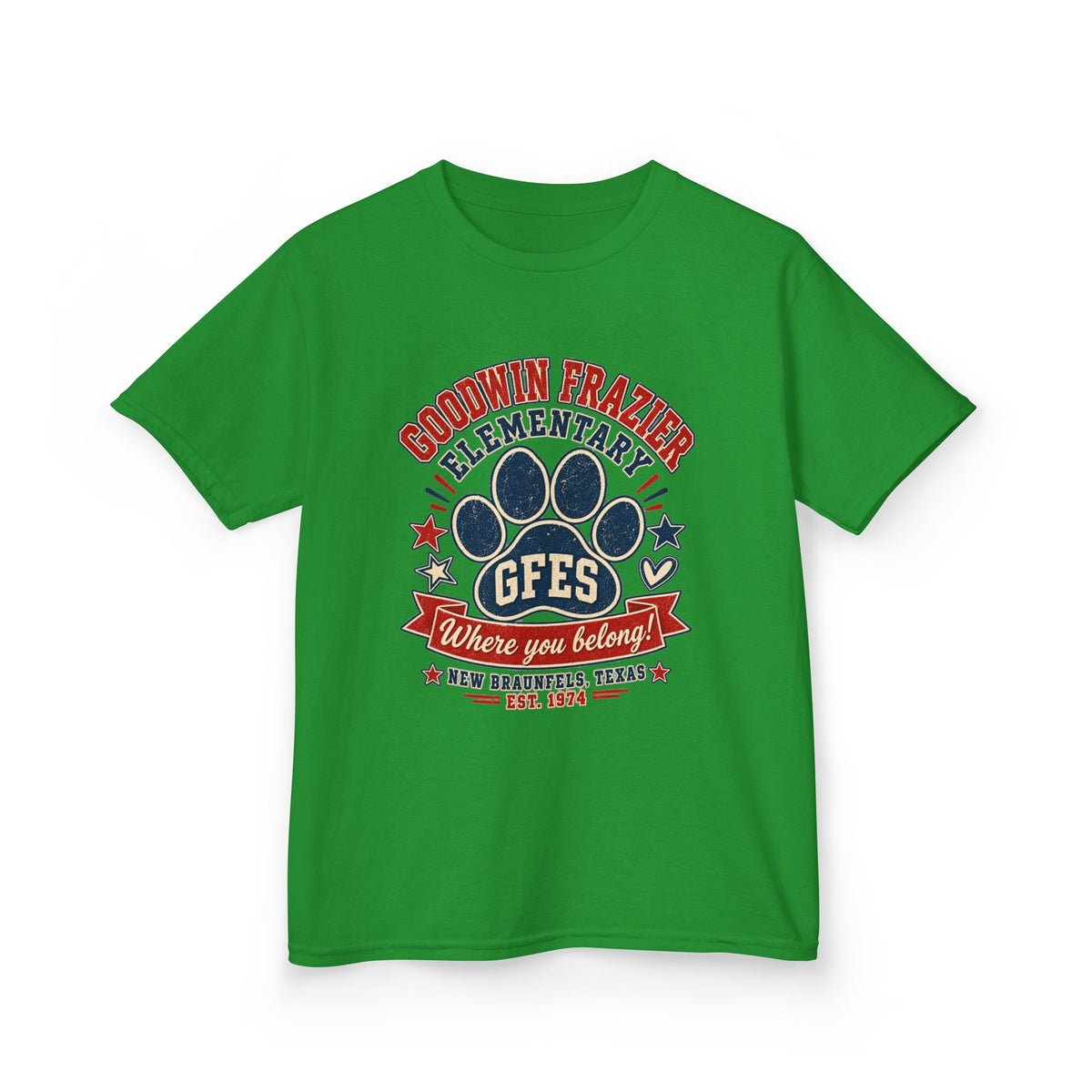 Kids Tee — Goodwin Frazier Elementary GFES Paw Print School Spirit Shirt