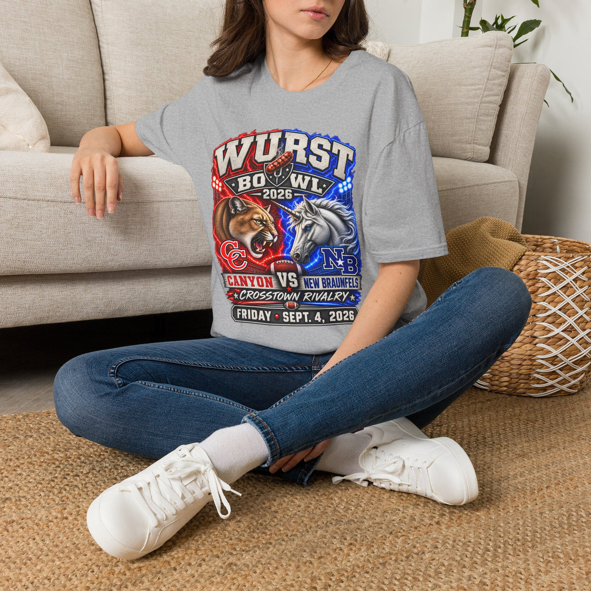 Wurst Bowl 2026 T‑Shirt — Rivalry Game Day Tee (Sausage vs. Unicorn)