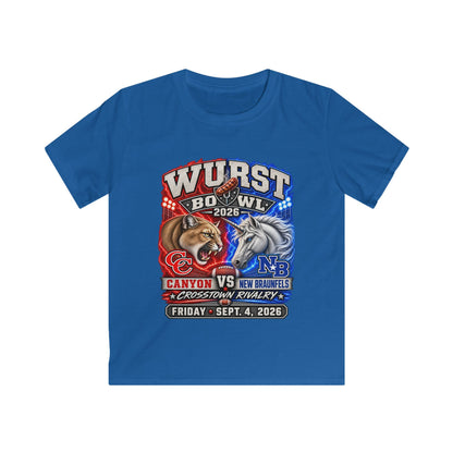 Kids Rivalry Football Tee — Canyon vs New Braunfels ‘Wurst Bowl’ 2026 Game Day Shirt