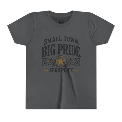 Youth Tee — "Small Town. Big Pride. Seguin, TX" Vintage Star