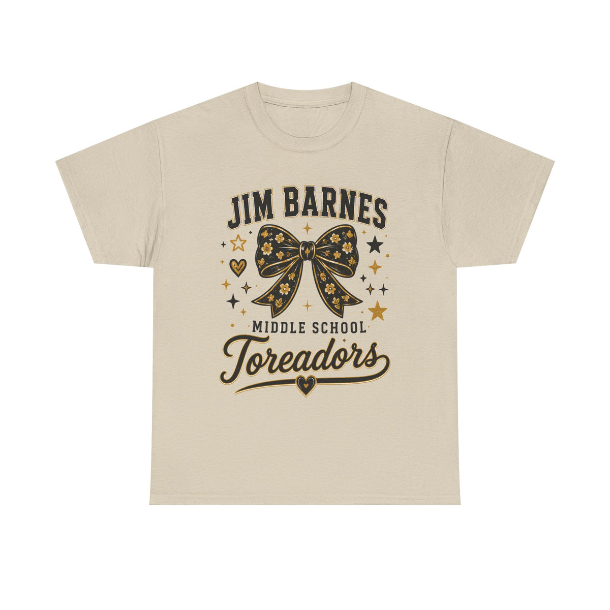 T-Shirt — Jim Barnes Middle School Toreadors Cheer Bow Design