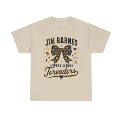 T-Shirt — Jim Barnes Middle School Toreadors Cheer Bow Design
