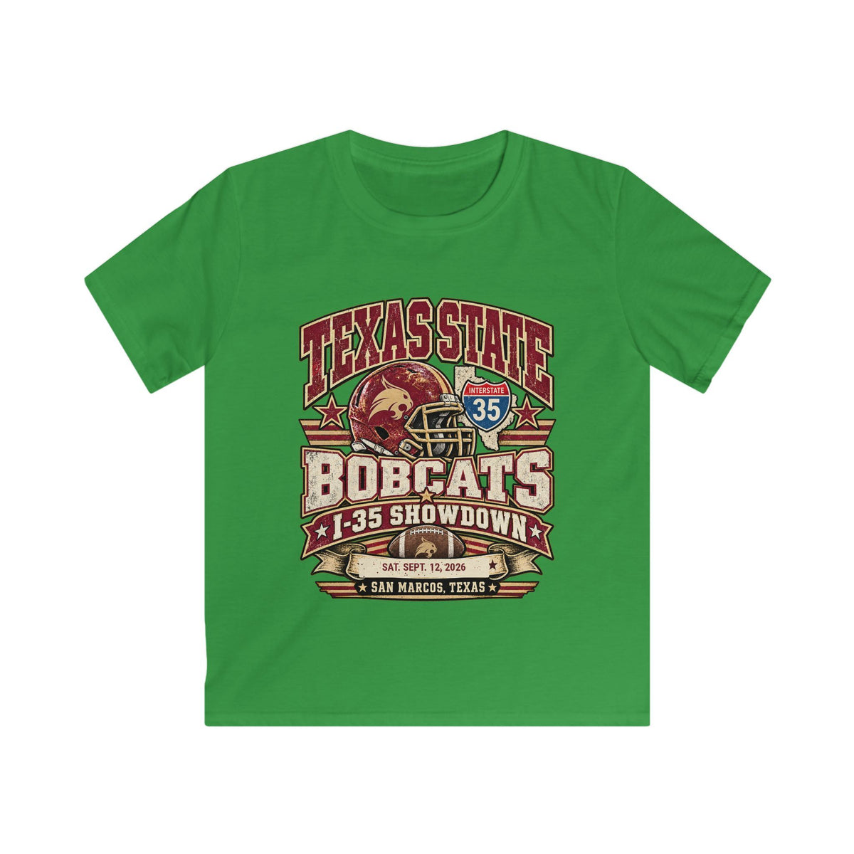 Texas State Bobcats Kids T‑Shirt — I-35 Showdown Football Tee (San Marcos, TX)