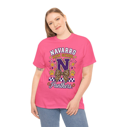 Navarro Panthers High School Tee — 'N' Leopard Ribbon Paw Print Design