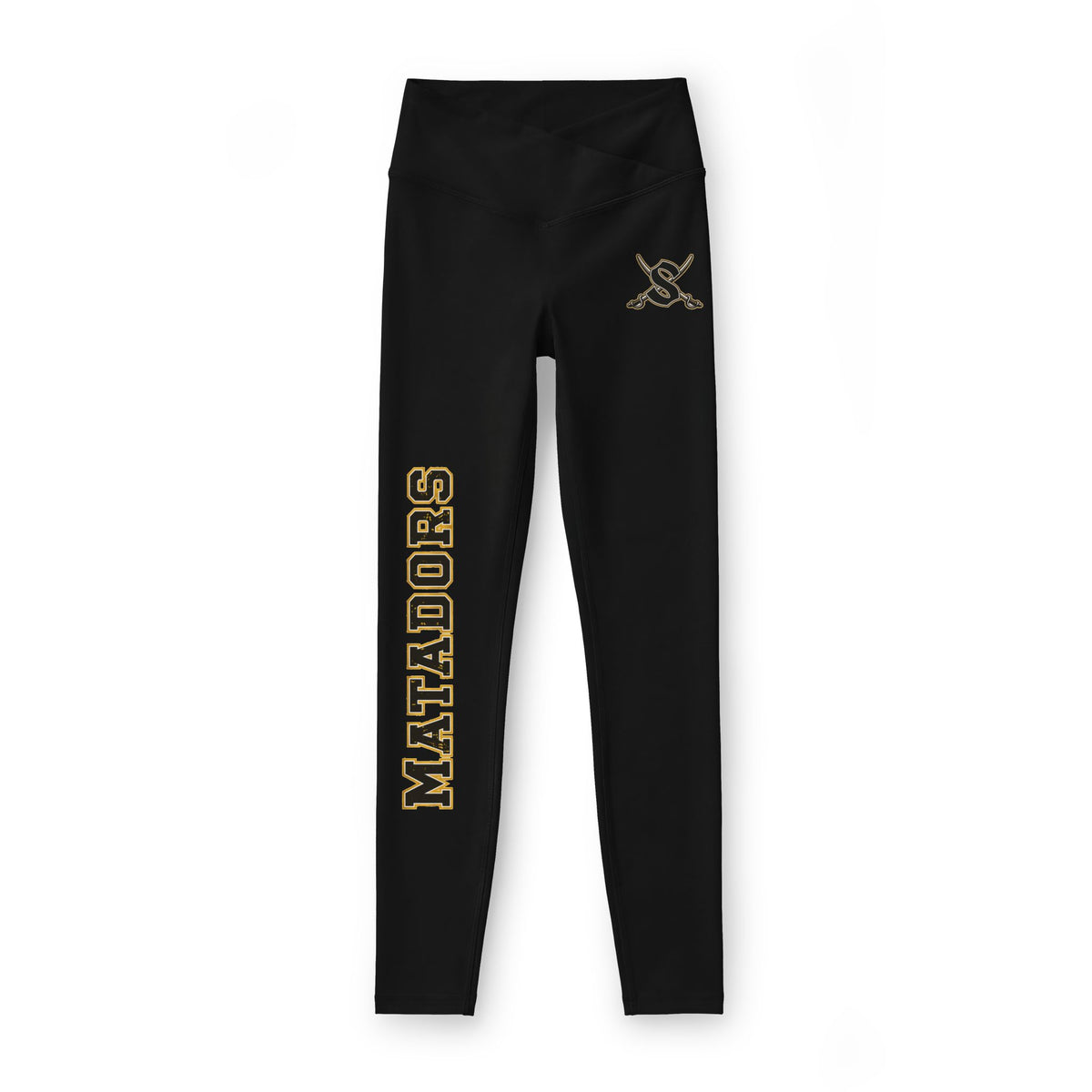 Matadors Black Luxe Leggings — V‑Waist Athletic Yoga Leggings with Side Logo