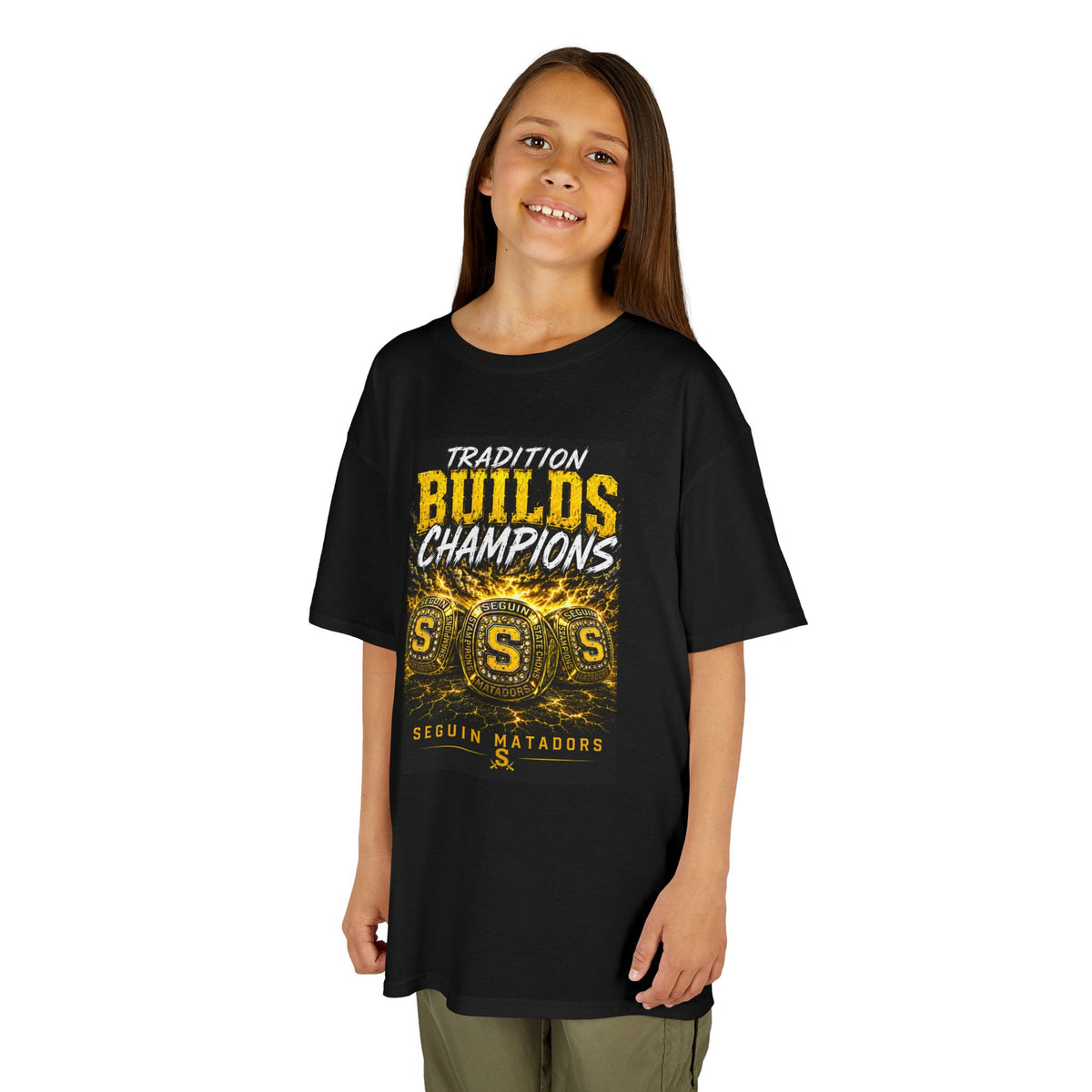 Kids Tee - "Tradition Builds Champions" Sequin Matadors Youth Shirt